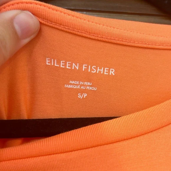 Eileen Fisher T Shirt Dress Womens Small Orange Organic Cotton Shift Mid Length - Picture 4 of 11
